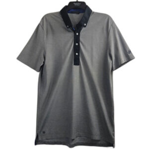 Grayson Polo Men's M Grey with Contrast Collar Performance Knit Breathable Logo